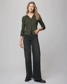 green collar two zip sweater