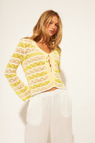 crochet long sleeve cardidgan in yellow