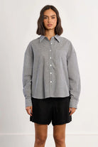black gingham blouse