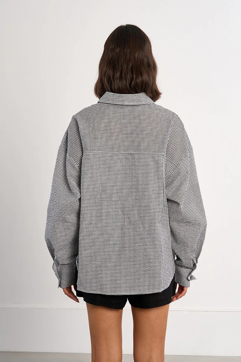 black gingham blouse