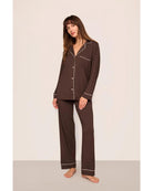brown long sleeve and pant pj set