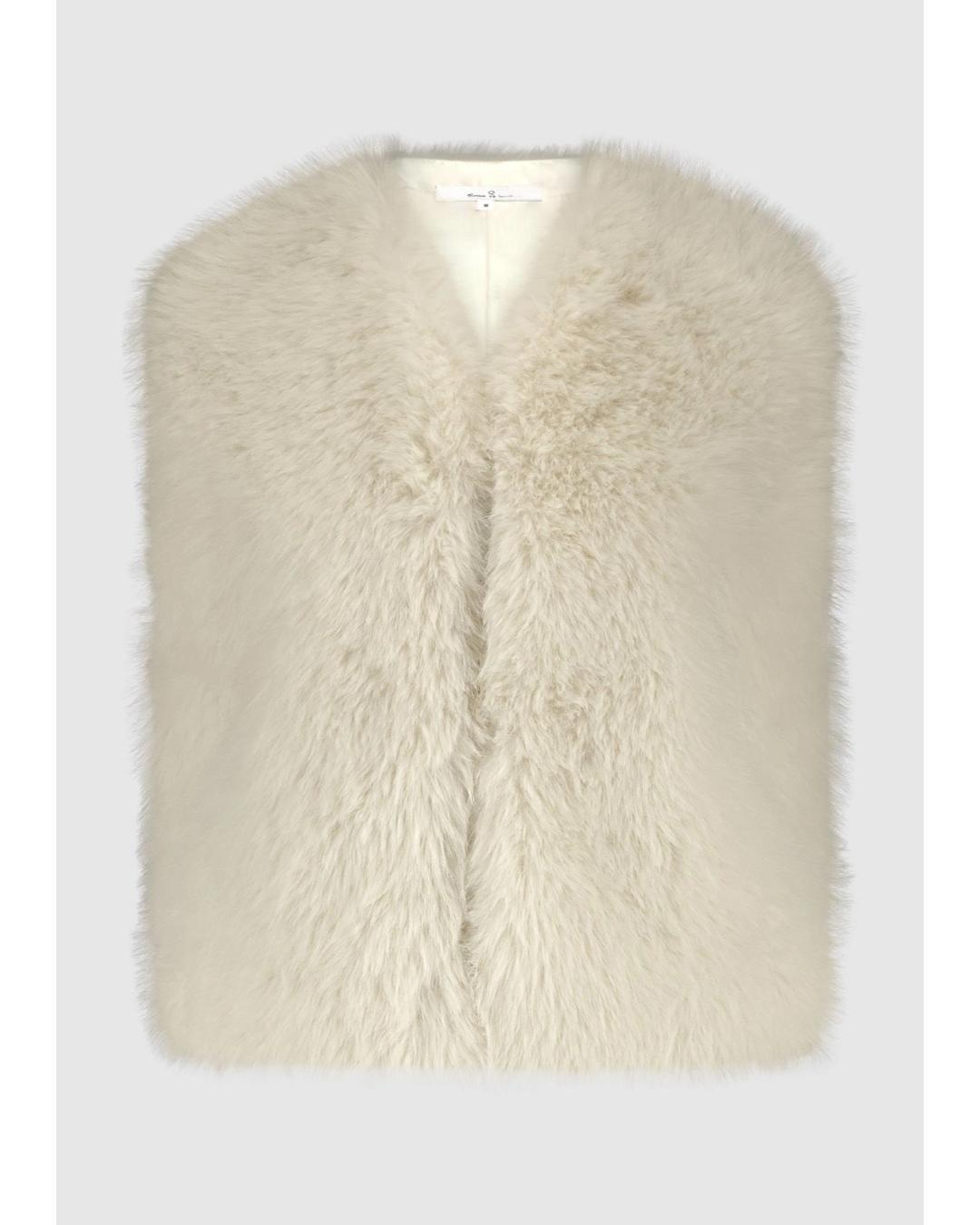 faux fur vest in off white