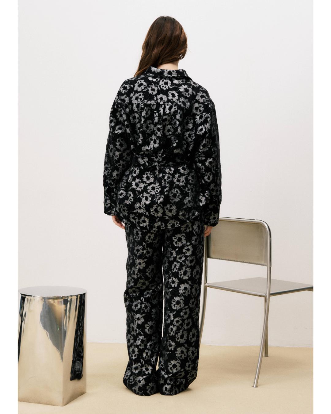 black floral blouse with a tie waist