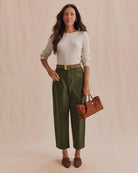beige long sleeve sweater with pointelle details
