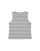 white tank top with navy stripes