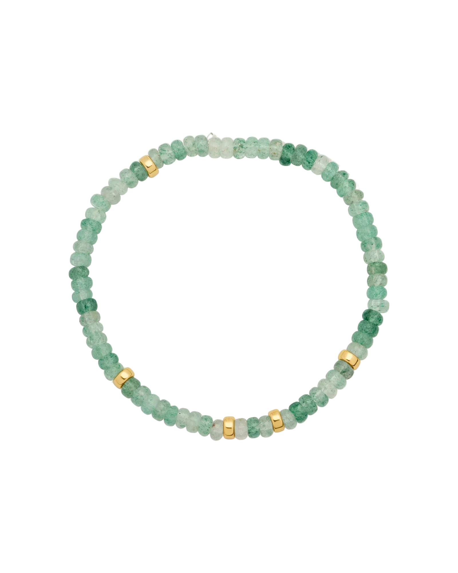 beaded bracelet in gold and green stones