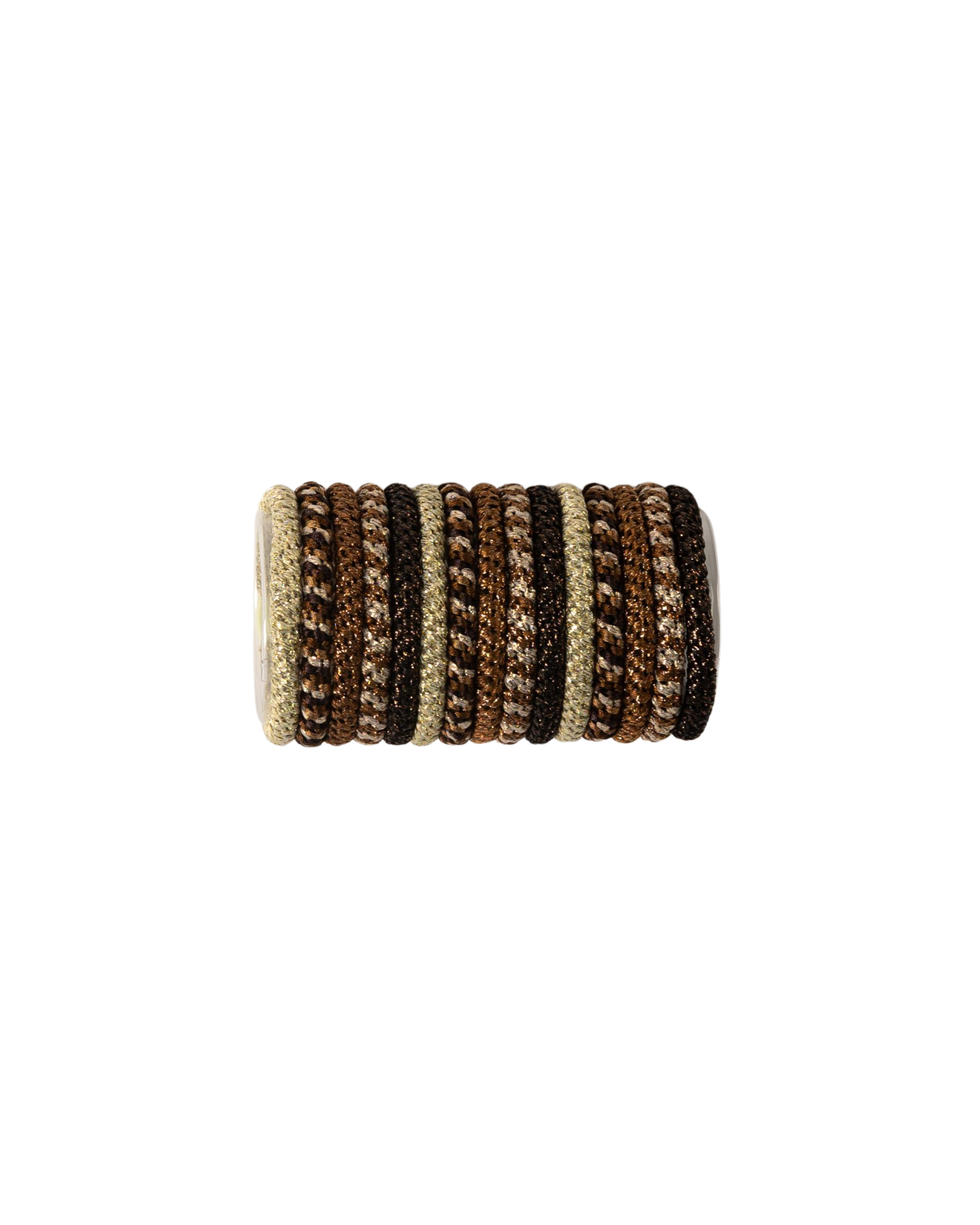 set of brown and gold hair elastics