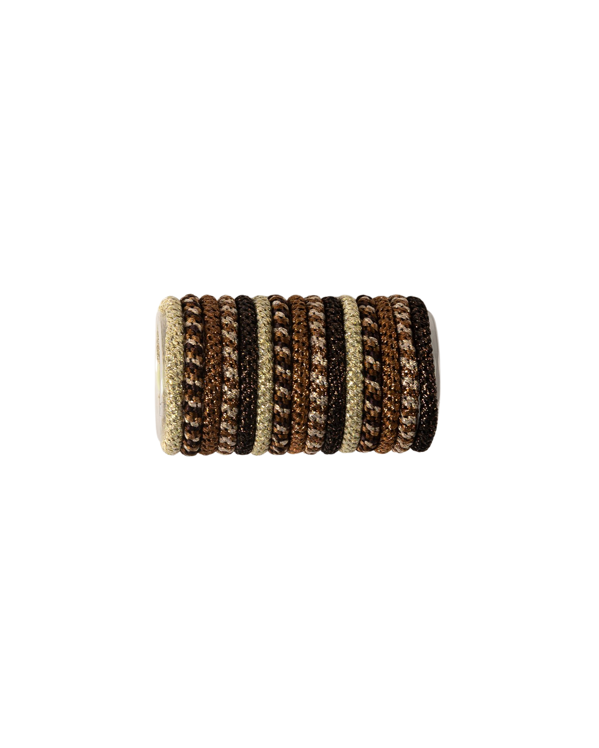 set of brown and gold hair elastics