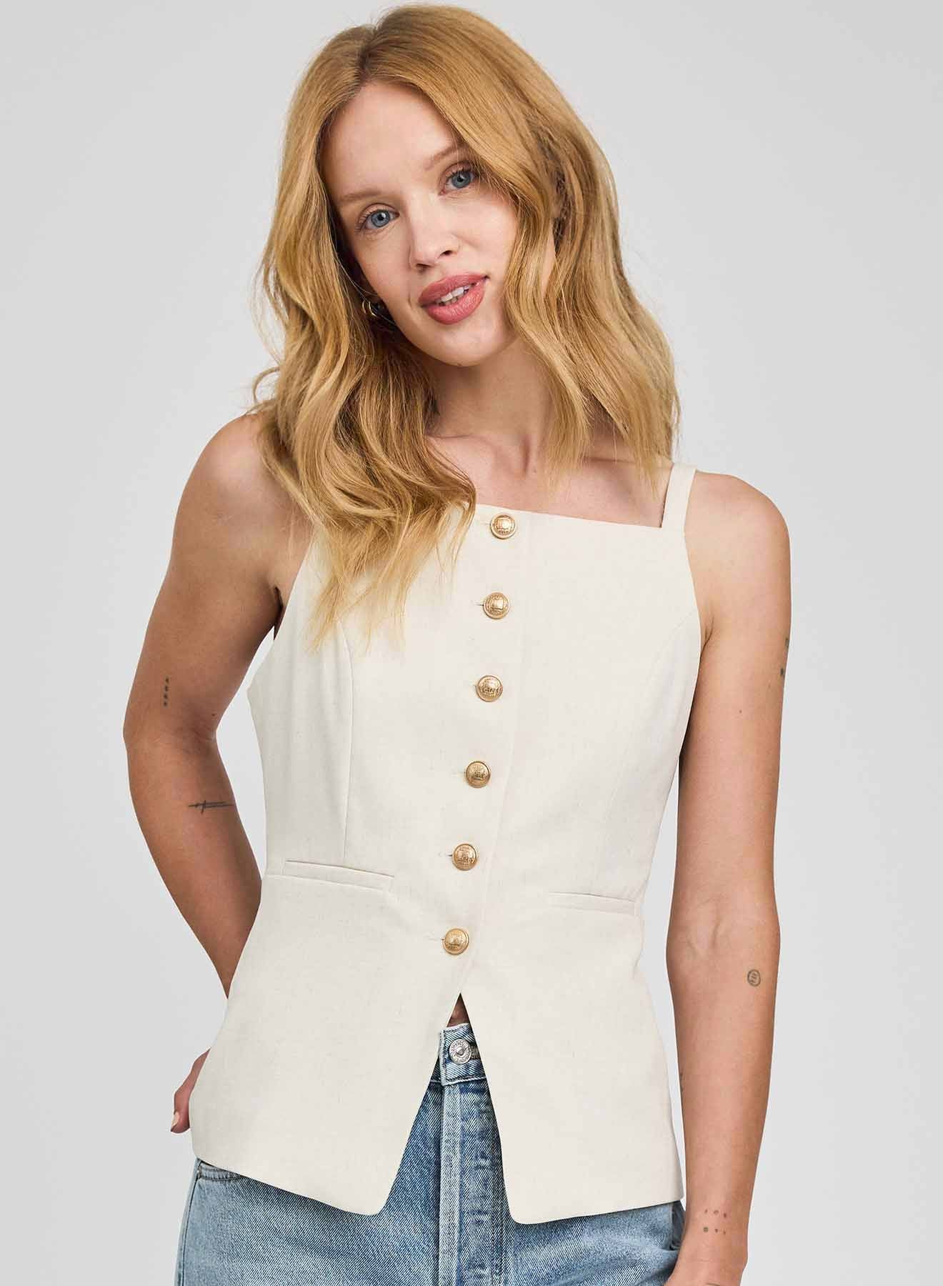 cream suiting vest