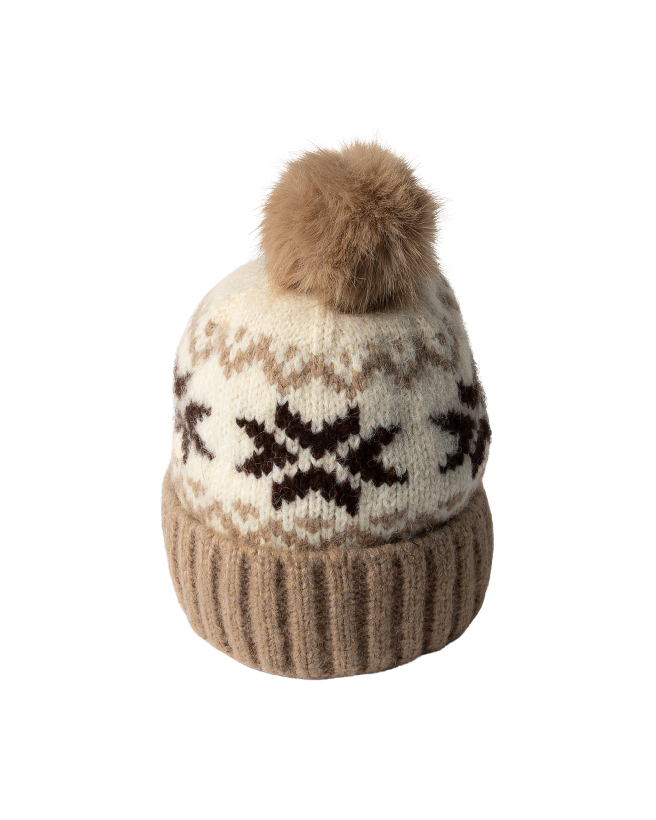 brown argyle pom pom hat