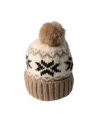 brown argyle pom pom hat