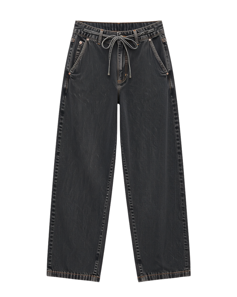wide leg black denim pant