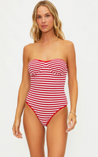 onepiece swimsuit in a red and white stripe