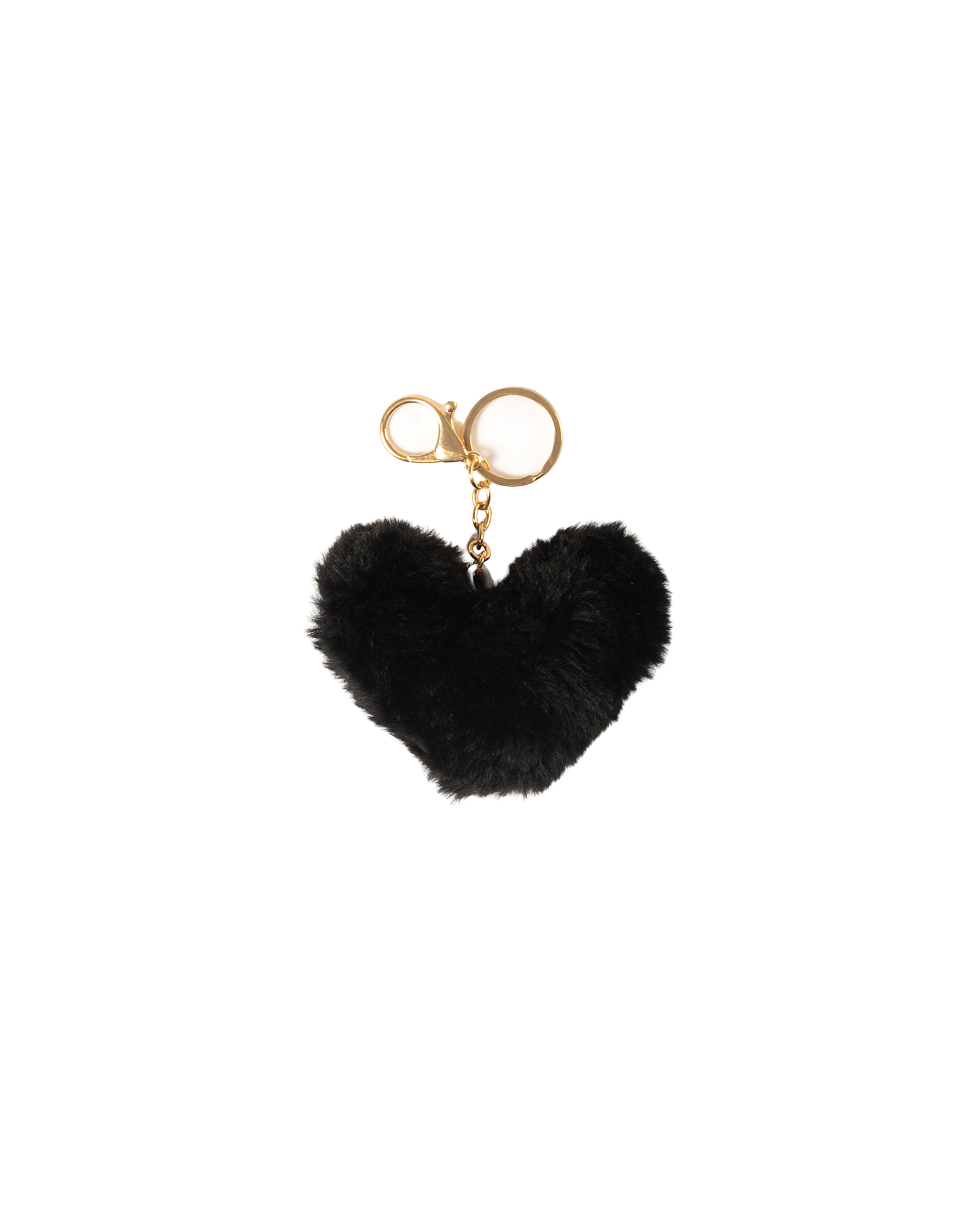 black faux fur heart bag charm