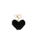black faux fur heart bag charm
