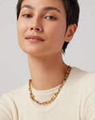 gold chunky link necklace with hearts