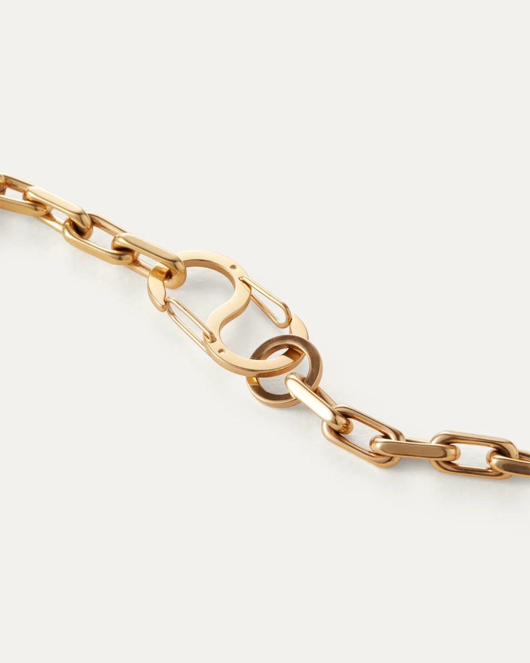 gold chunky link necklace with hearts