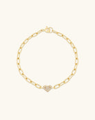gold link bracelet with a heart