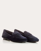 navy suede loafer shoe