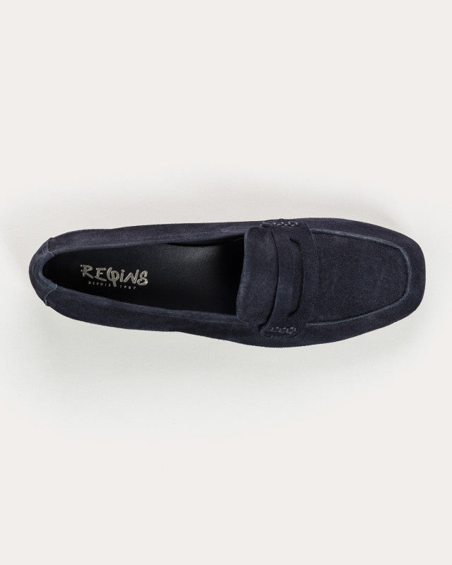 navy suede loafer shoe