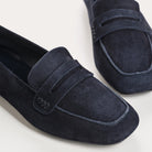 navy suede loafer shoe
