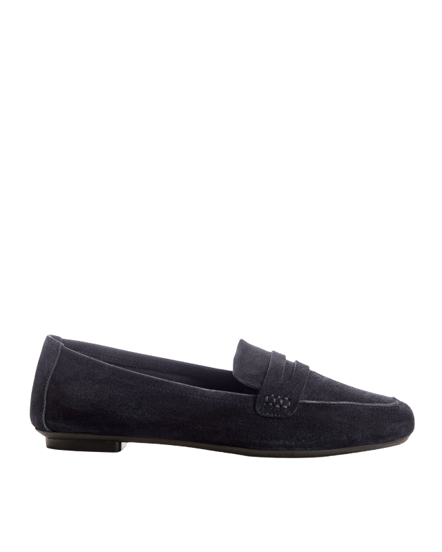 navy suede loafer shoe