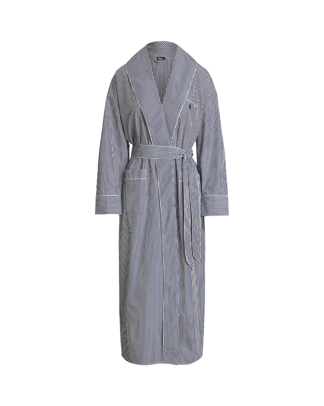 white and blue striped robe