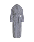 white and blue striped robe