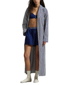 white and blue striped robe