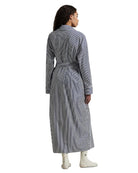 white and blue striped robe
