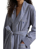 white and blue striped robe