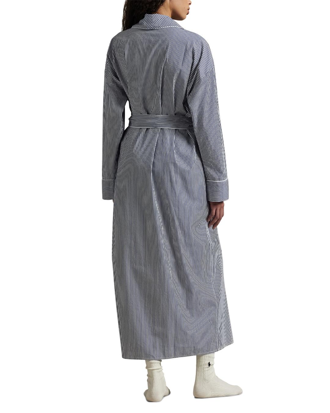 white and blue striped robe