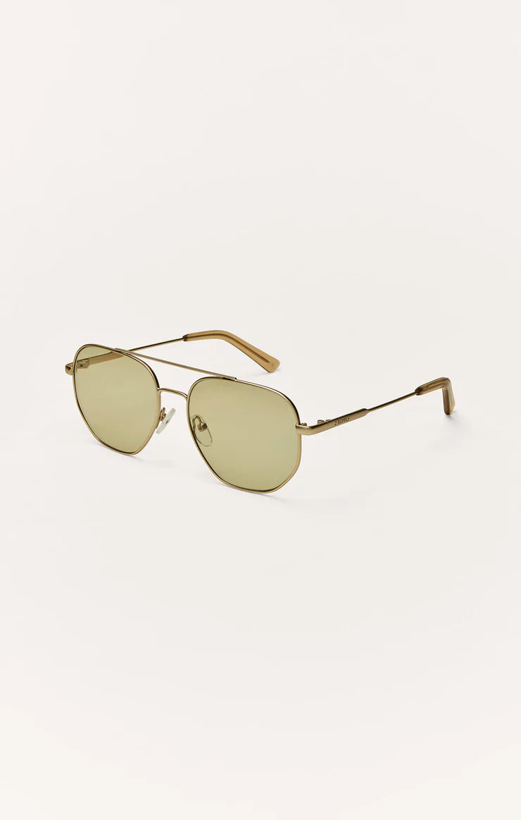 gold aviator sunglasses with green lenses