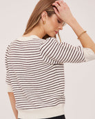 striped button up short sleeve sweater