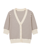 striped button up short sleeve sweater