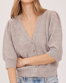 short sleeve cardigan in light brown