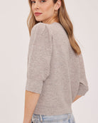 short sleeve cardigan in light brown