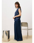 blue sleeveless cardigan with sequins