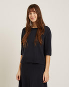 black wool sweater with short sleeves