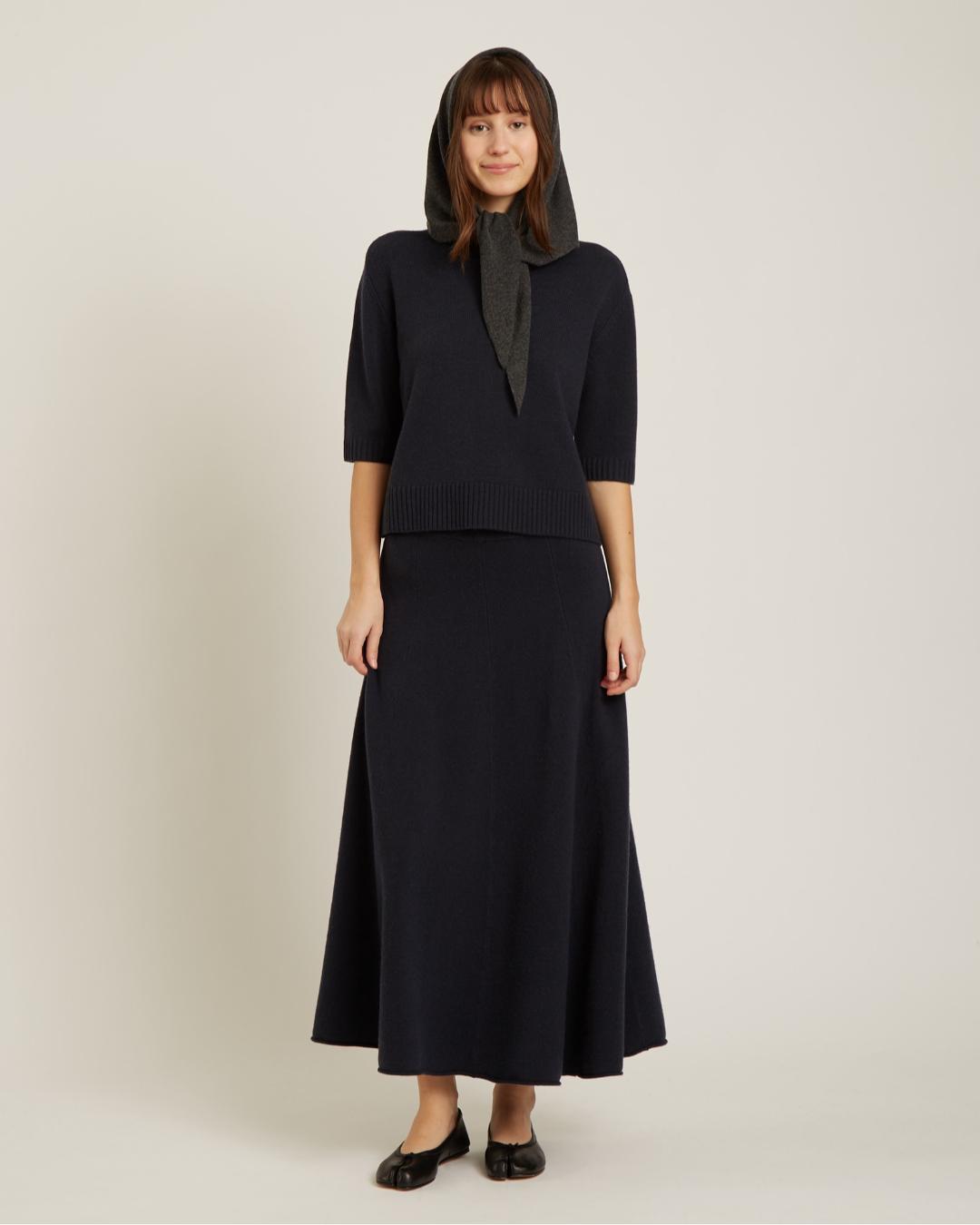 black wool sweater with short sleeves