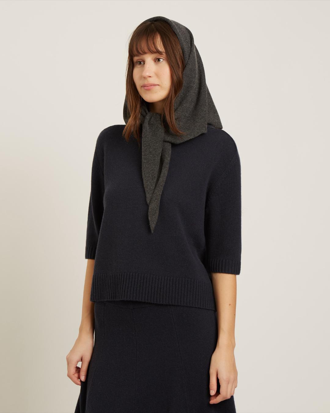 black wool sweater with short sleeves