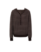 hooded long sleeve top in brown stripes