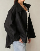 black short trench coat