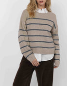beige sweater with stripes 