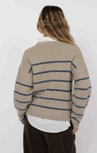 beige sweater with stripes 