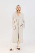 beige oversized knit cover coat