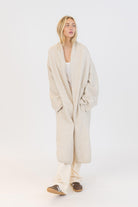 beige oversized knit cover coat