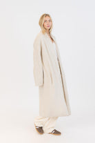 beige oversized knit cover coat