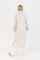 beige oversized knit cover coat