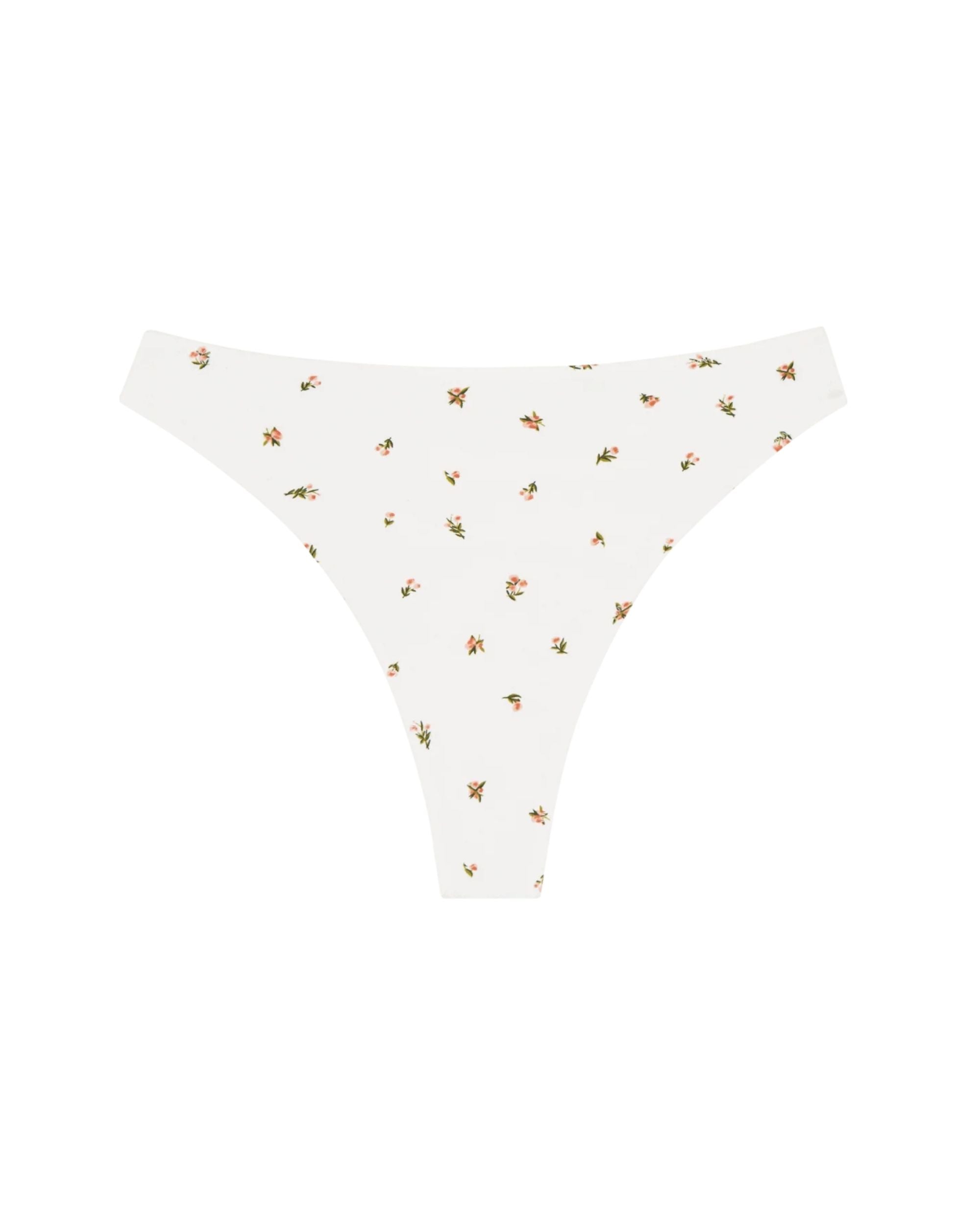 white high rise thong with a floral print